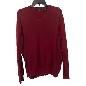 Greg Norman Mens 100% Cotton Red V-Neck‎ Sweater Size Large